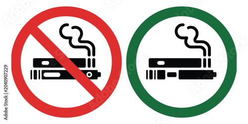 No smoking no vaping and smoking area sign featuring forbidden symbols, cigarette and vape icons, prohibition circle, permitted zone indicator, vector illustration, vector, designs