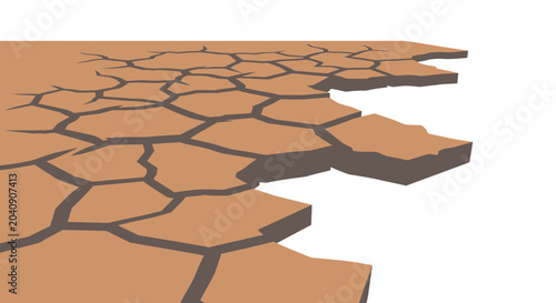 Bild auf Leinwand Cracked Dry Earth Surface, Drought Concept, Abstract Perspective