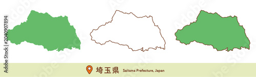 シンプルで使いやすい埼玉県の地図イラスト3点セット｜関東地方・地理・学習素材