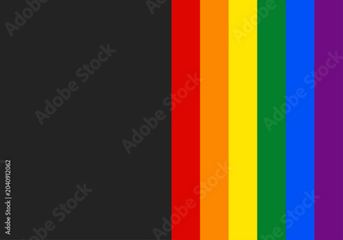 Franjas verticales con los colores de la bandera lgbtq al lado de un espacio vacío oscuro