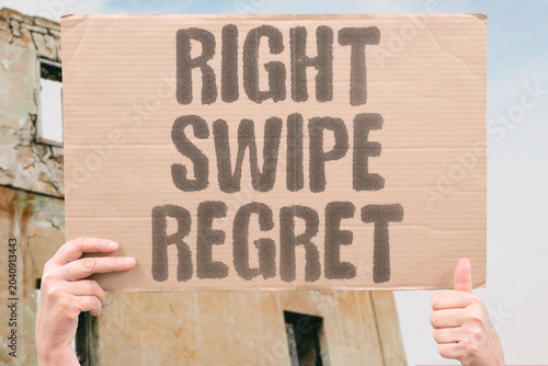 Tableau sur toile "Right swipe regret" Quick matches often lead to remorse