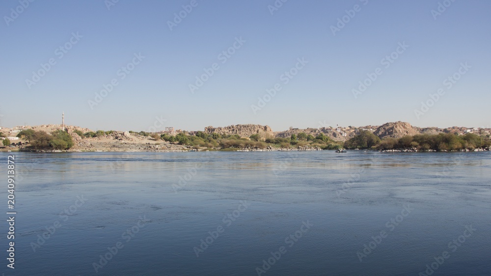 Obraz premium Panoramic View of the Nile River in Aswan Egypt
