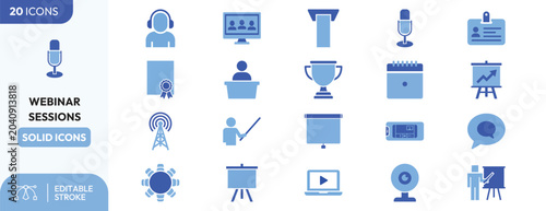 Bild auf Leinwand Webinar Sessions icon set