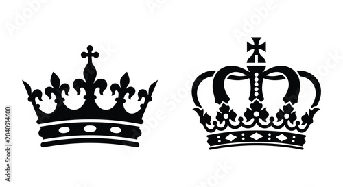 Photos two royal crowns in black silhouette crown kingdom monarchy regal symbol authori