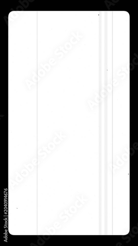Vintage film frame with flickering vertical scratches and dust specks on white background for cinematic video overlay effect.