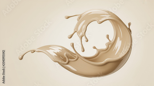 Swirling splash of creamy beige liquid forming an abstract wave shape