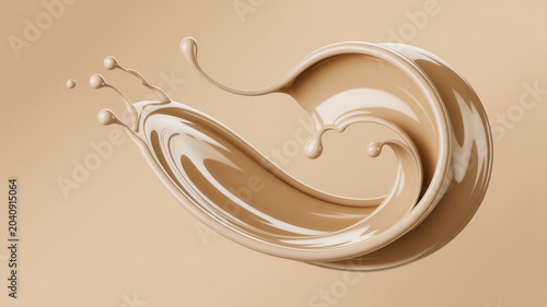 Swirling splash of creamy beige liquid in dynamic motion