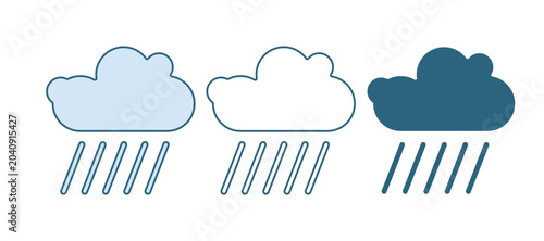 Quadro su tela Blue Cloud with rain icon isolated on white background