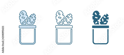 Tableau sur toile Blue Cactus peyote in pot icon isolated on white background