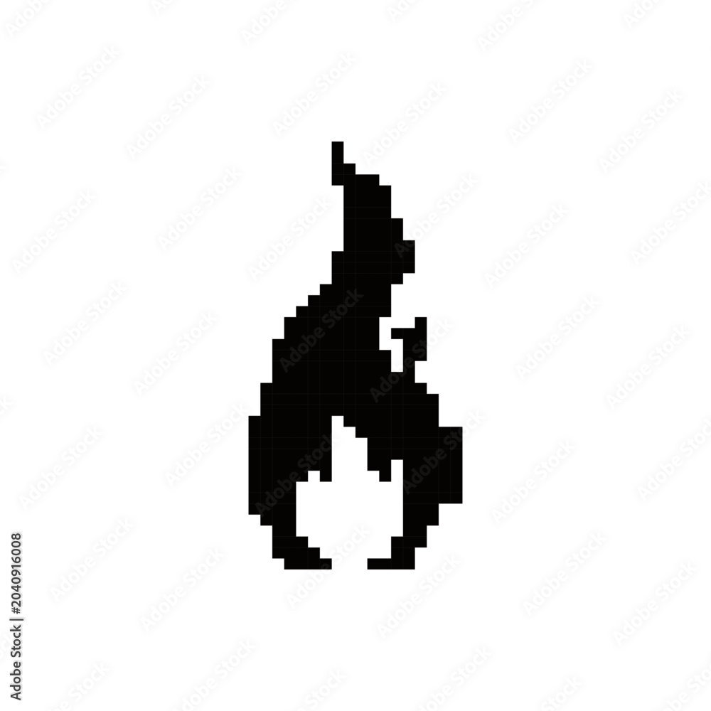 Fototapeta premium Pixel art torch flame silhouette