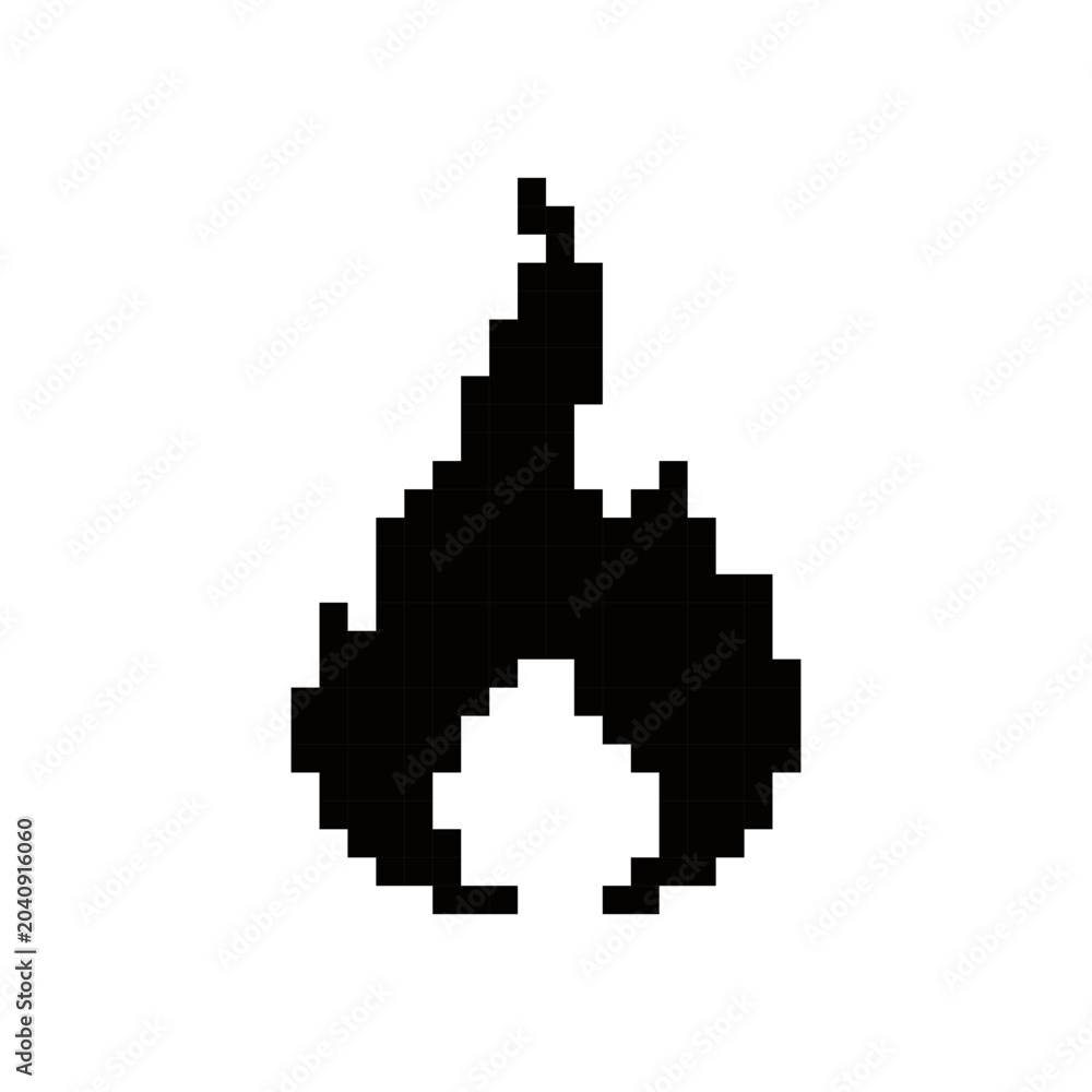 Fototapeta premium Pixel art torch fire silhouette