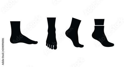 Foto four foot silhouettes in black on white background silhouette feet human body pa
