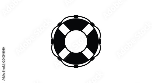 Canvas Print lifebuoy ring silhouette on white background safety rescue floatation marine wat