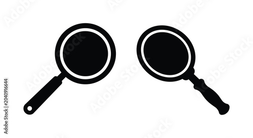 Fotografie two magnifying glasses silhouette lens handle search find inspect detective inve