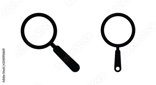 Obraz na płótnie two magnifying glasses silhouette lens handle search find inspect detective inve