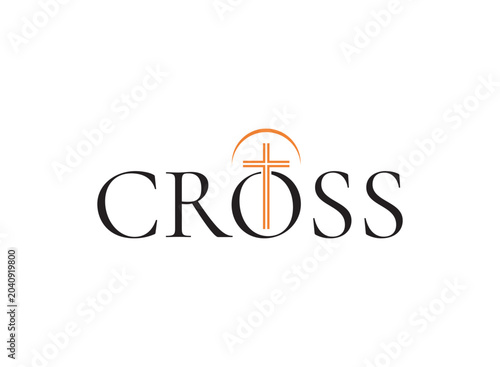 Minimalist cross wordmark logo with Christian cross symbol  vector design inspiration
