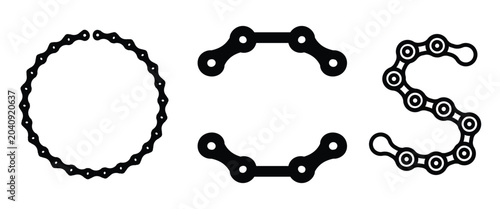 Obraz na płótnie Bicycle Chain and Sprocket Icon Set – Bike Gear, Mechanical Drive & Industrial V