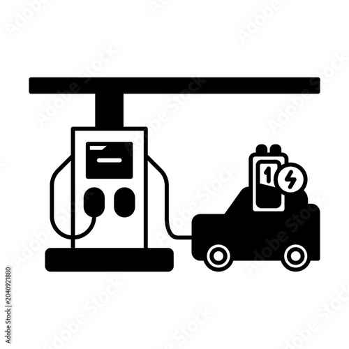 Electric car charger station icon