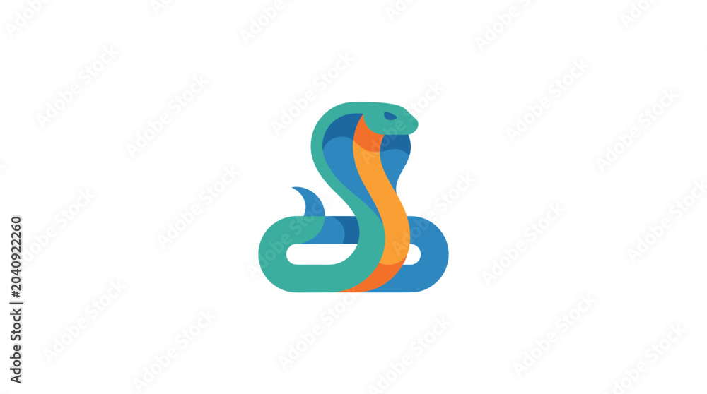 Fototapeta premium Stylized Cobra Snake Logo Design Vibrant Colors.