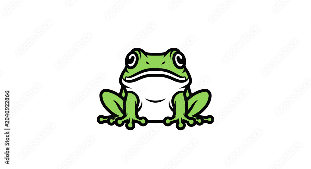 Fototapeta premium Cute green frog mascot logo isolated on white background
