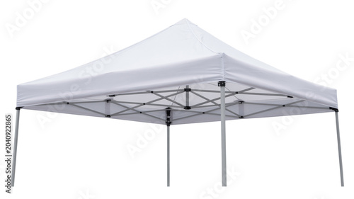 White pop up canopy tent frame structure against a clean white background