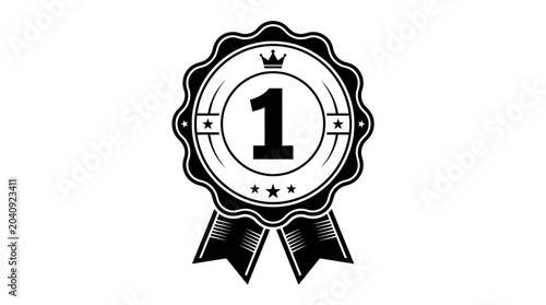 Fotografija First place winner ribbon icon design.