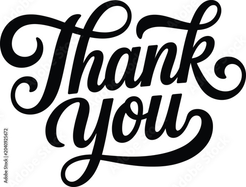 Принти на полотні Elegant hand lettered 'thank you' typography flourishing script isolated on tran