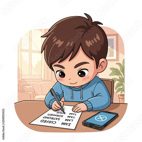 little boy playing with a computer