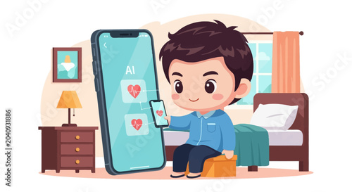 little boy playing video game