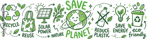 Foto eco friendly icons vector illustration recycle reuse