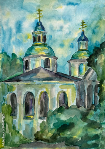 Fotografi Architecture sketch illustration of the old church in Polotsk