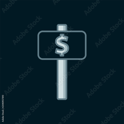 Foto Line Hand holding auction paddle icon isolated on black background