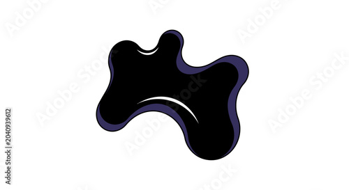 Photos A dark, irregular, amorphous blob with a subtle purple outline and a white highlight, resembling an inkblot or liquid splash on a white background