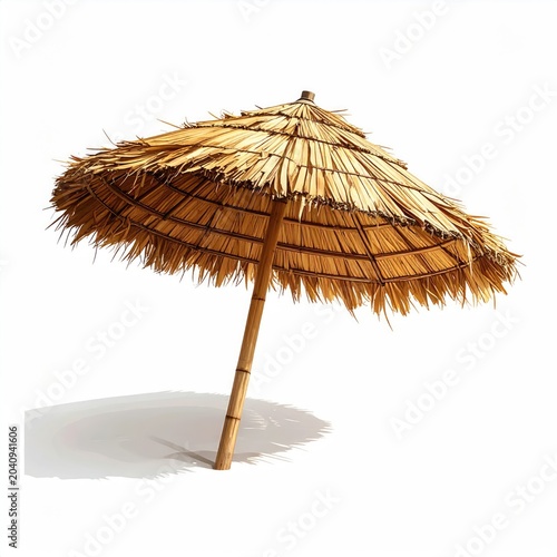Rustic thatched umbrella, made of natural materials, offering shade