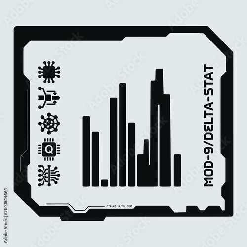 Abstract dark background with rounded rectangle and two text labels.