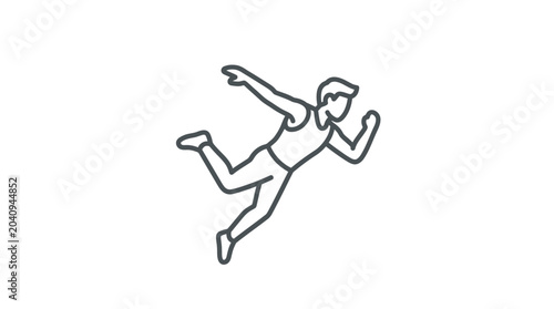 Fotografie Skydiver in freefall position line art icon.