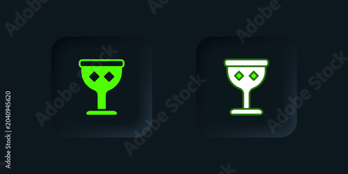 Tableau sur toile Green Medieval goblet icon isolated on black background
