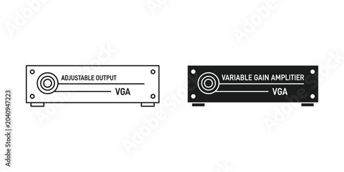 Schilderij op canvas Two VGA signal amplifiers with adjustable output on white background clean vecto