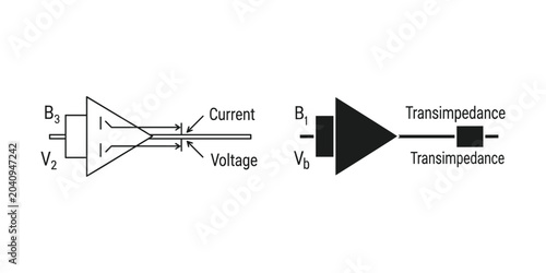 Tableau sur toile Electronic schematic diagram of transimpedance amplifier with voltage and curren