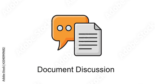 Document management icons show file and contact communication on white background for web