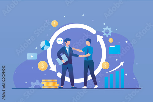 Background business deal with symbol illustration