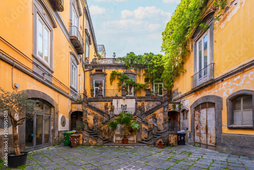 Canvas Print Colorful street view in Naples City of Italy