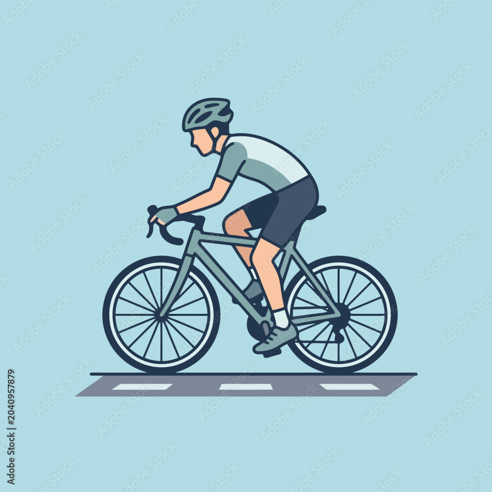 Fototapeta premium A professional cyclist riding a bicycle on a paved road surface