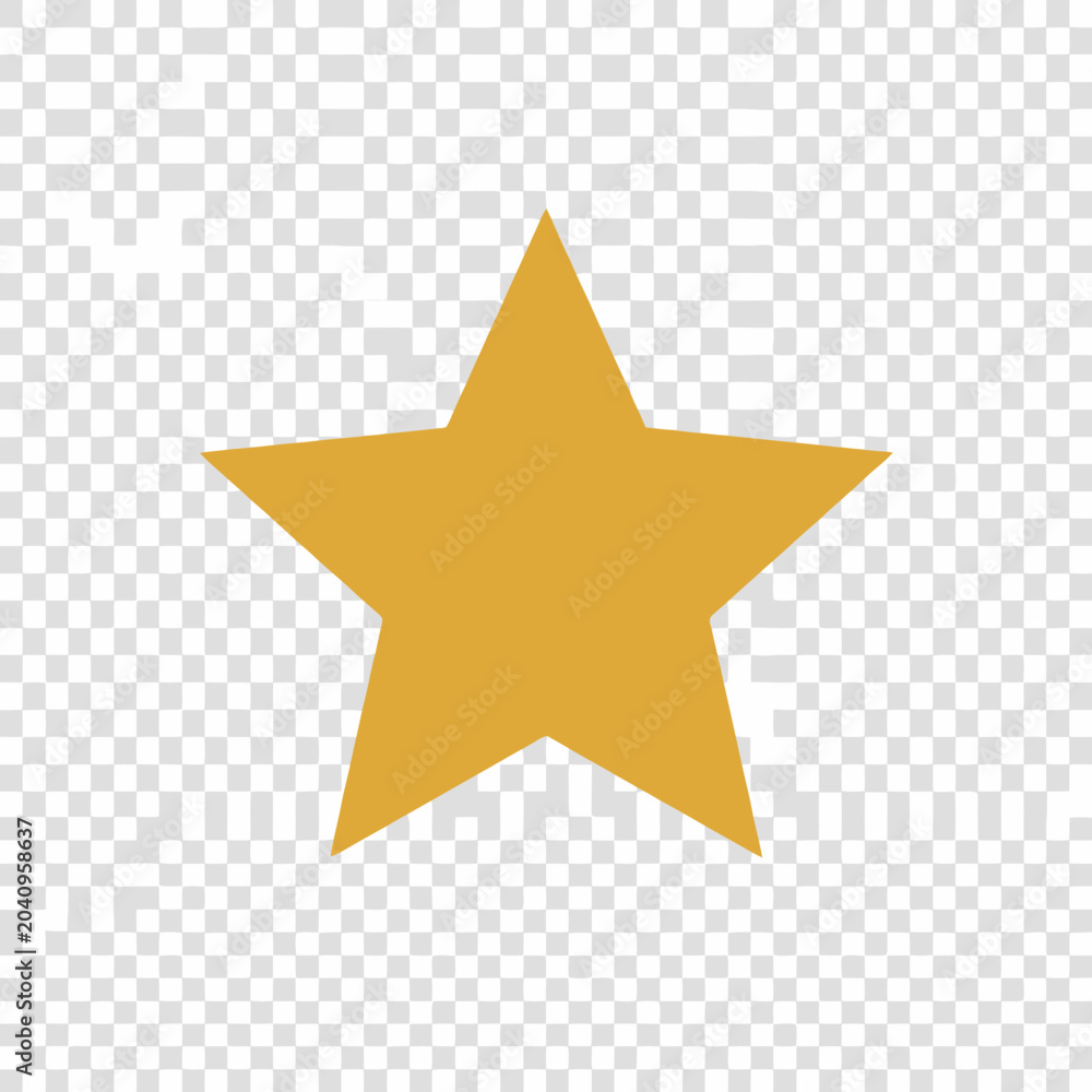 Obraz premium A simple golden five pointed star shape on a transparent background