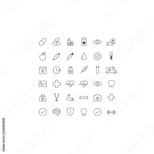Healthcare and medical line icon set vector illustration