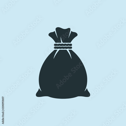 A simple dark icon of a tied sack on light background