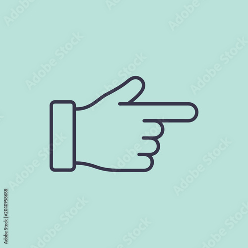 A simple line art icon of a hand pointing to the right side