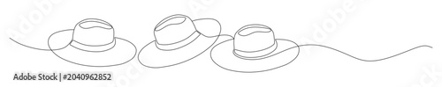 Foto A minimalist continuous line art illustration depicting a straw hat or bowler hat on a white background