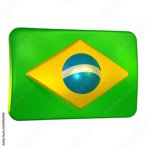 3D Brazil Flag Emblem