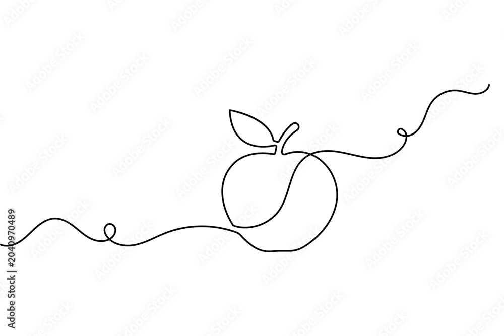 Obraz premium Apple icon continuous one line art simple outline vector design element
